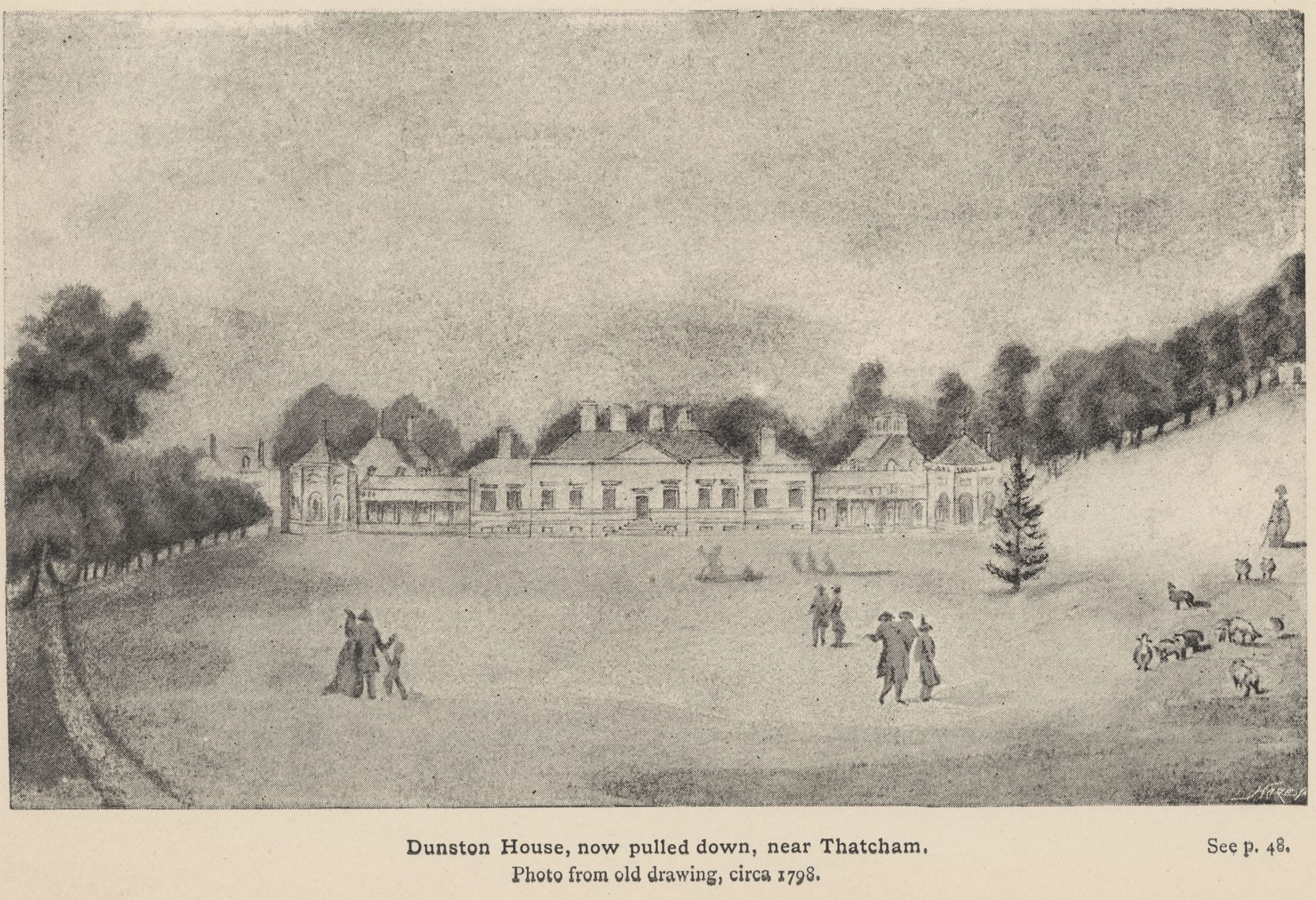 A drawing of Dunston House circa 1798